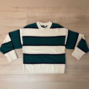 H&M Green and Cream Striped Sweater